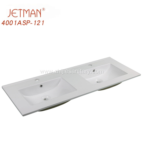 White Porcelain Bathroom Double Vanity Basin